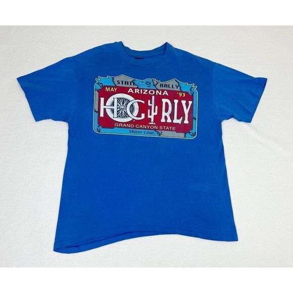 Vintage 1993 Arizona State Harley HOG Rally T-Shirt Blue Biker Single Stitch - Picture 2 of 8